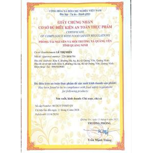 Giấy chứng nhận cơ sở đủ điều kiện an toàn thực phẩm
