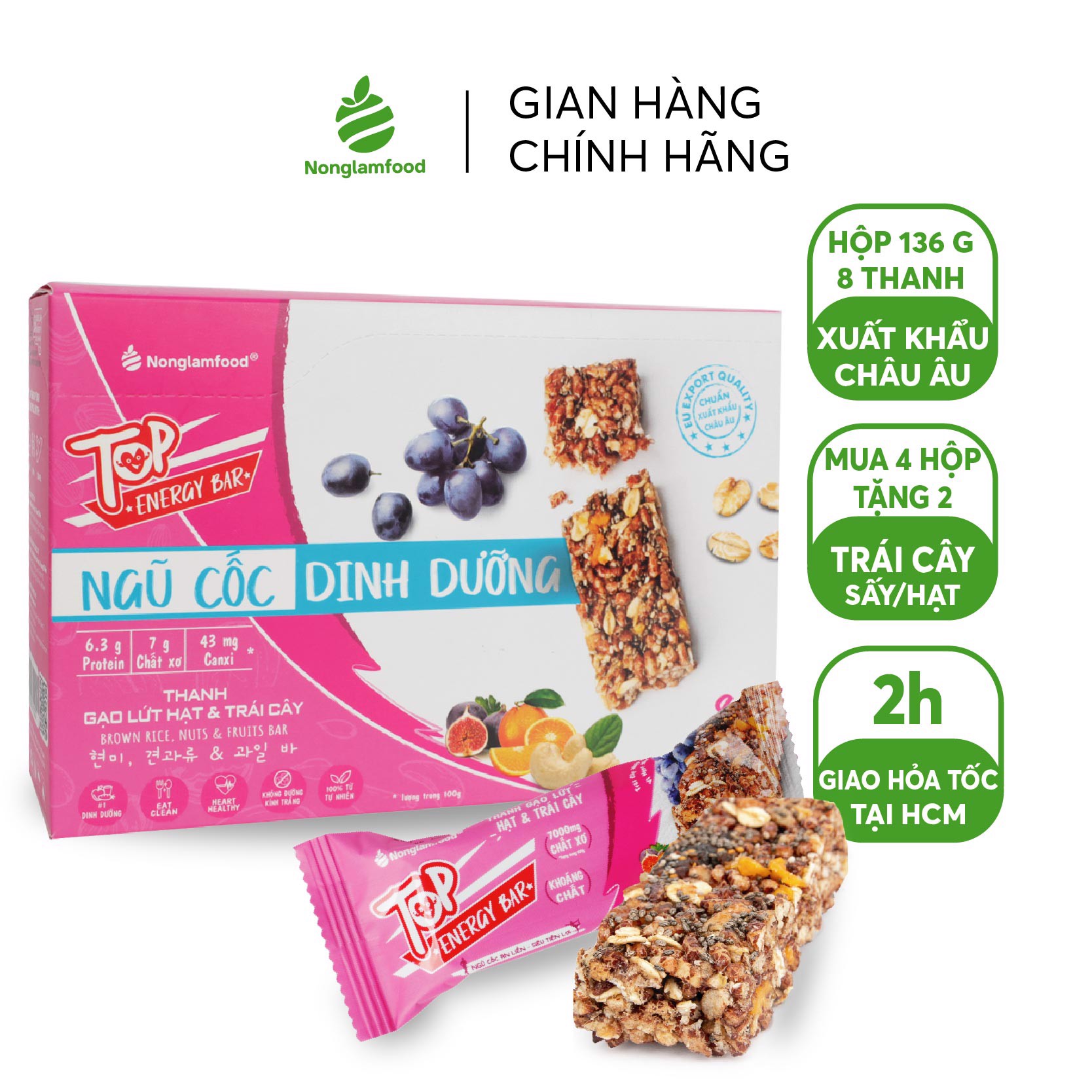 Thanh gạo lứt Thanh gạo lứt hạt & trái cây