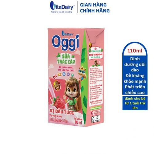 Thức Uống Dinh Dưỡng Sữa Trái Cây Oggi Vị Dâu Tươi Hộp 110ml (Thùng 48 Hộp)